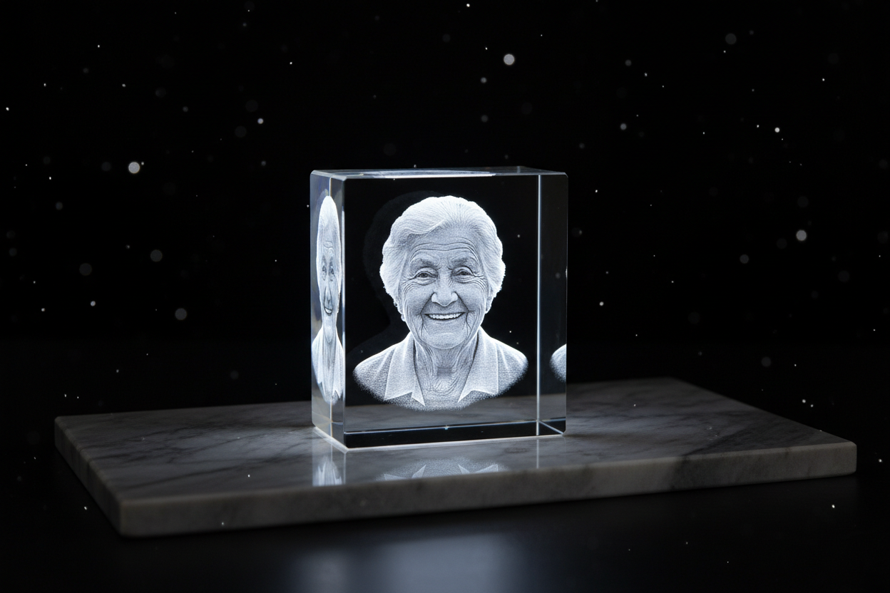 3D Crystal on Grey Marble