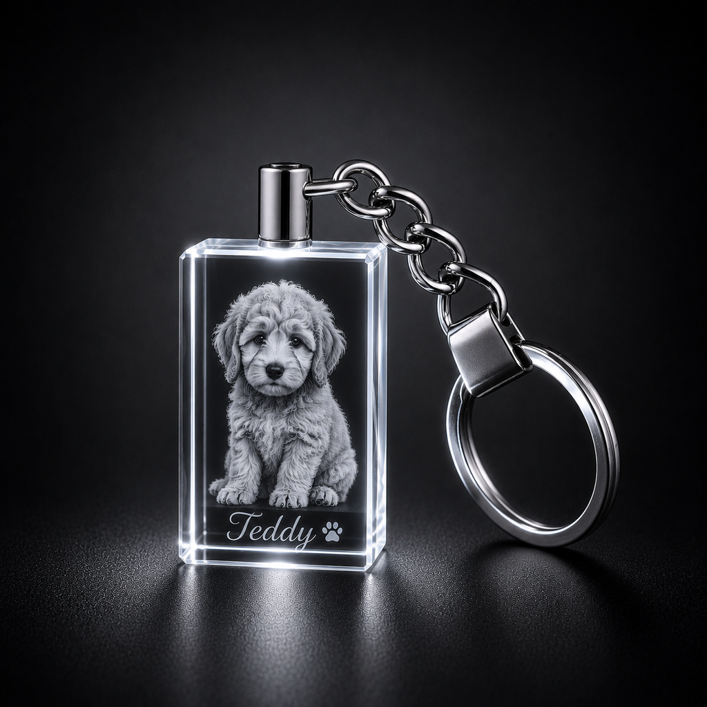 3D Crystal LED Light Keyring