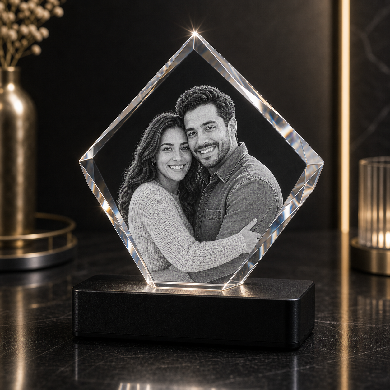 3D Crystal Cut Corner Square