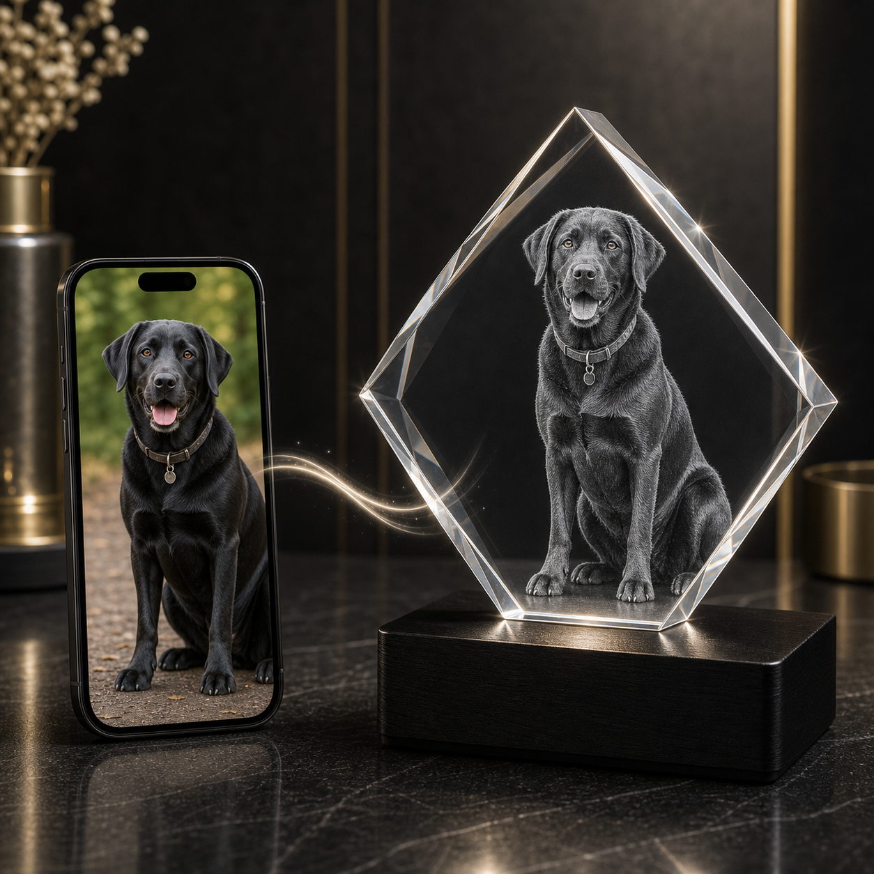 3D Crystal Cut Corner Square