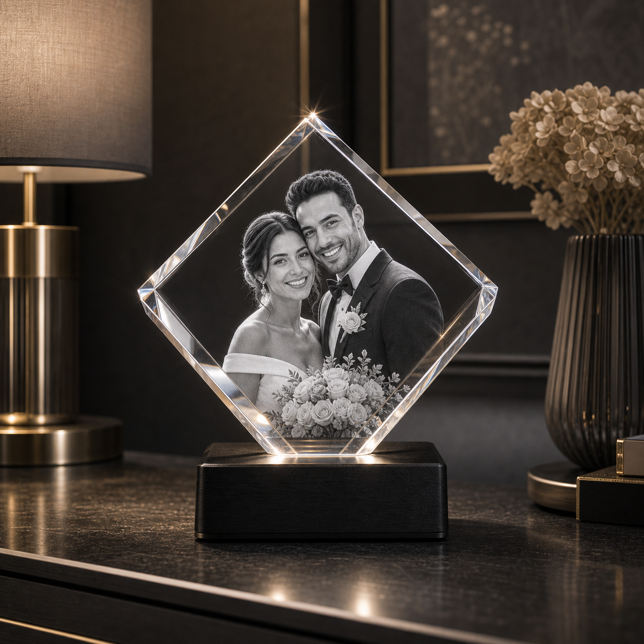 3D Crystal Cut Corner Square