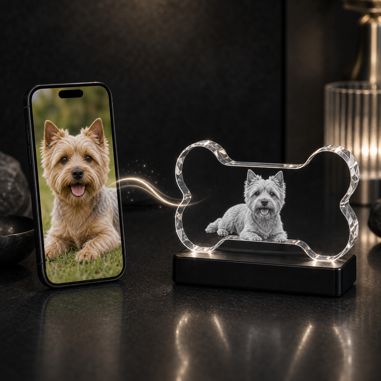3D Crystal Dog Bone