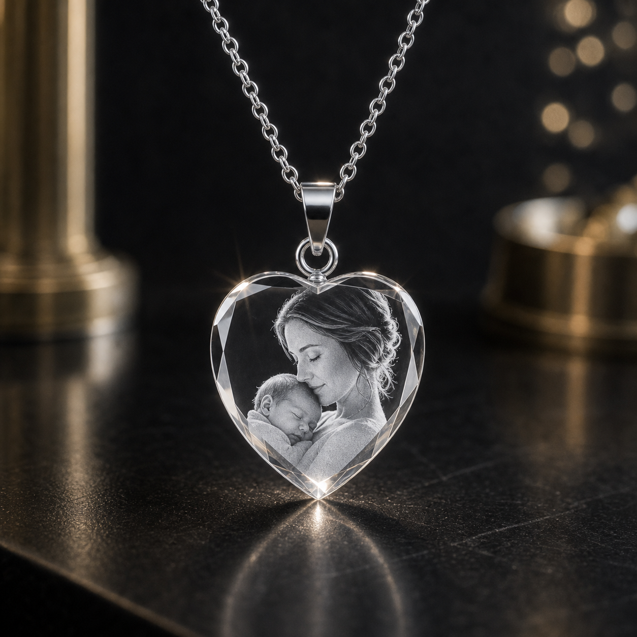 3D Crystal Heart Necklace