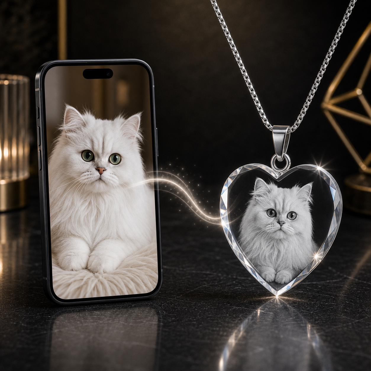 3D Crystal Heart Necklace