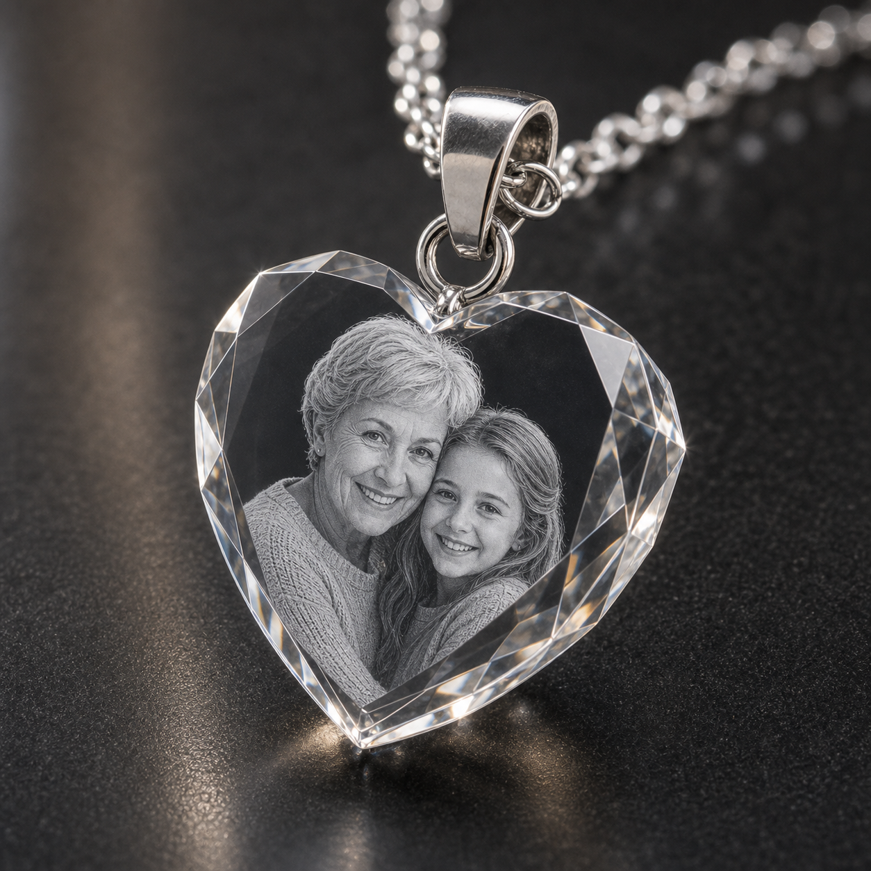 3D Crystal Heart Necklace