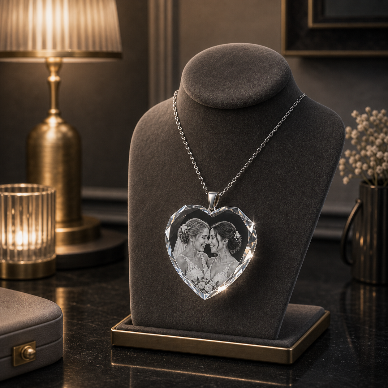 3D Crystal Heart Necklace